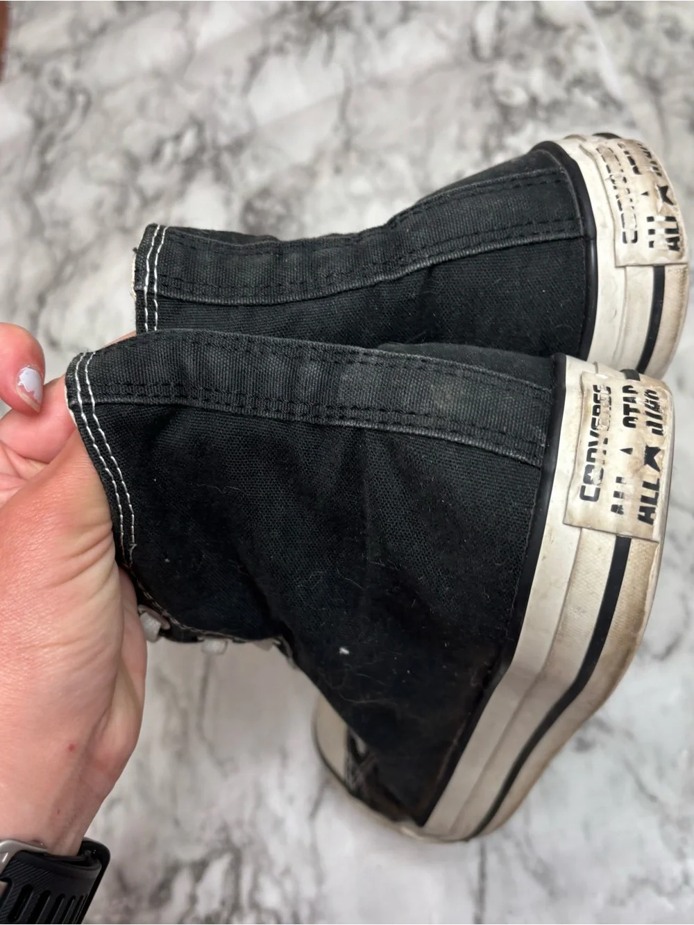 Converse Black White High Top Sneakers shoes size 10.5 - Picture 5 of 8
